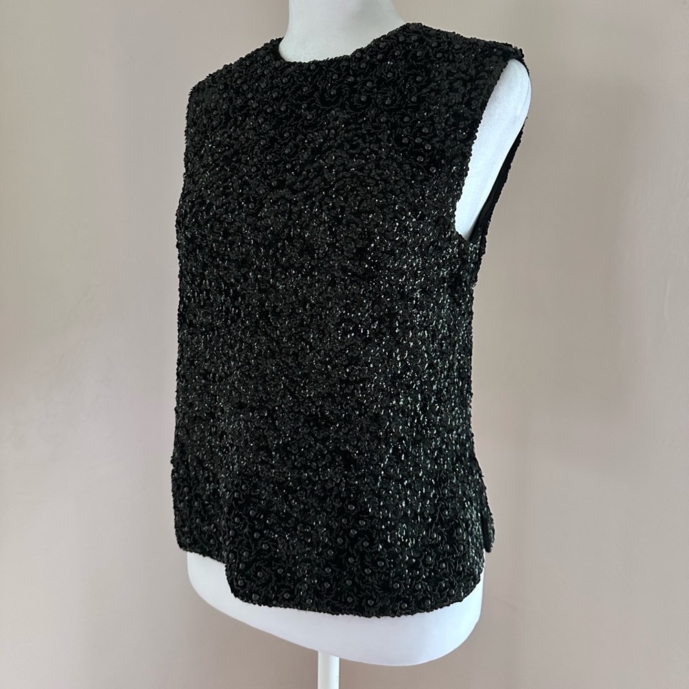 Vintage 1980s Yves Saint Laurent Beaded and Sequin Embellished Top 44 FR 12 US M - Picture 4 of 15